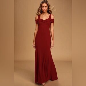 NWT red off-the-shoulder gown